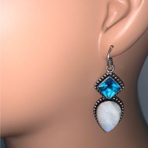 Blue Topaz & Moonstone Sterling Silver Drop Earrings